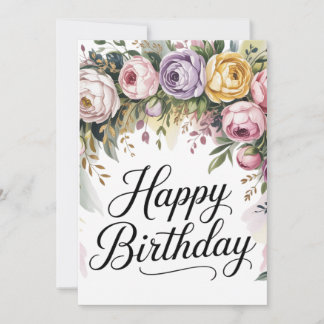 Elegant Floral Birthday Card – Watercolor Flowers