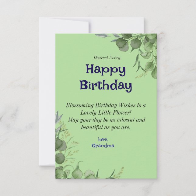 Elegant Floral birthday Card with Personalized Me (Front)