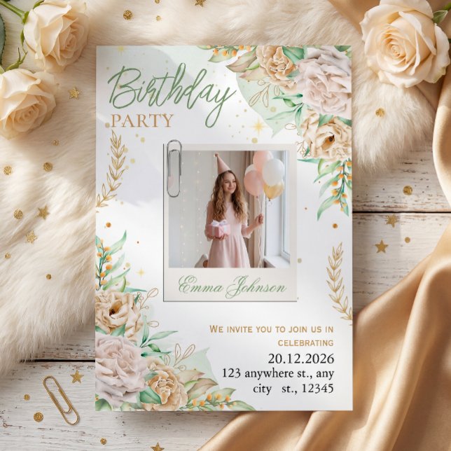 Elegant Floral Birthday Invitation (Creator Uploaded)
