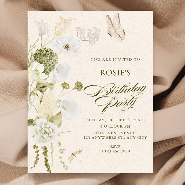 Elegant floral birthday invitation (Creator Uploaded)
