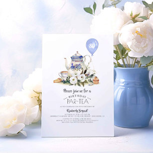Elegant Floral Birthday Par-tea Invitation