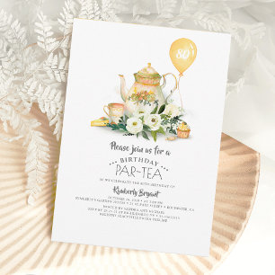 Elegant Floral Birthday Par-tea Invitation