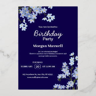 Elegant Floral Birthday Party Invitation Foil Invitation