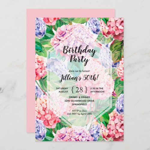 Elegant Floral Birthday Party Invitations