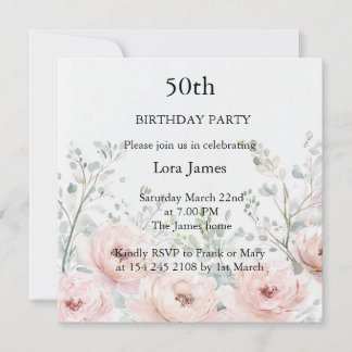 Elegant Floral Birthday Soft Feminine Personalised Card
