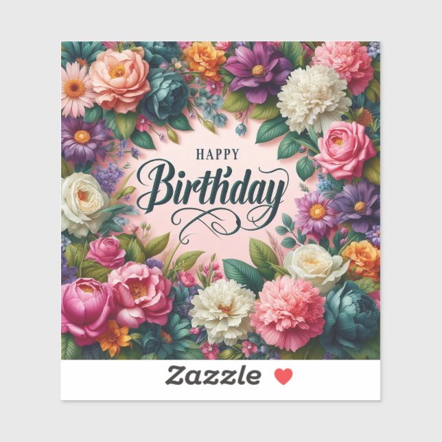 Elegant Floral Birthday sticker (Sheet)