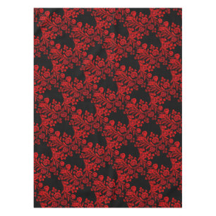 Elegant Floral Black and Red  Tablecloth