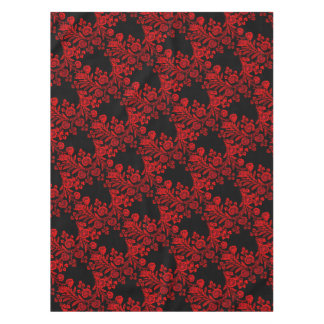 Elegant Floral Black and Red Tablecloth