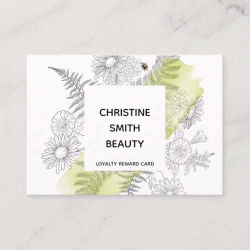 Elegant Floral Black And White Salon Loyalty Card