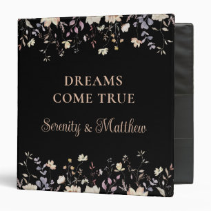 Elegant Floral Black Boho Wedding Planning 3 Ring Binder