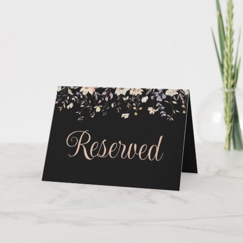Elegant Floral Black Boho Wedding Reserved Seating Invitation