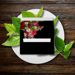 Elegant Floral Black Flower Photo Envelope
