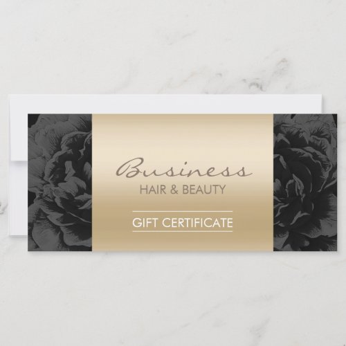 Elegant Floral Black Gold Salon Gift Certificates