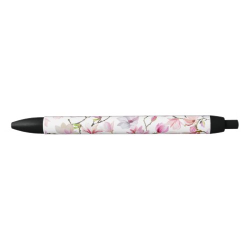 elegant floral black ink pen