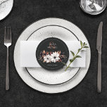 Elegant Floral Black Rust  Round Paper Coaster<br><div class="desc">These elegant wedding coasters feature a beautiful floral design in Black,  terra cotta,  rust and gray.</div>