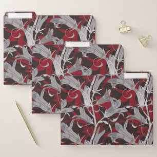 Elegant Floral   Black White Gray & Red Lilies File Folder