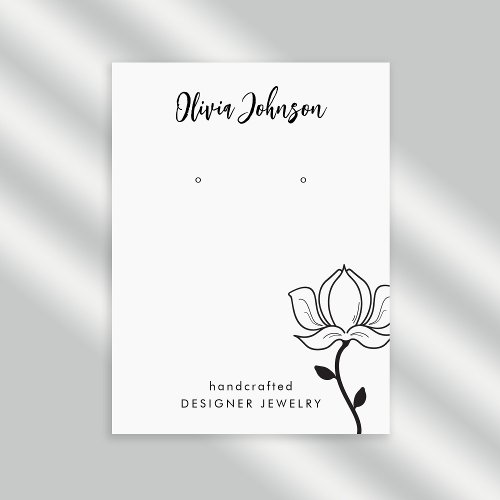 Elegant Floral Black White Jewelry Earring Display Business Card