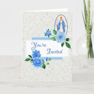 Elegant Floral Blessed Mother Mary Invitation
