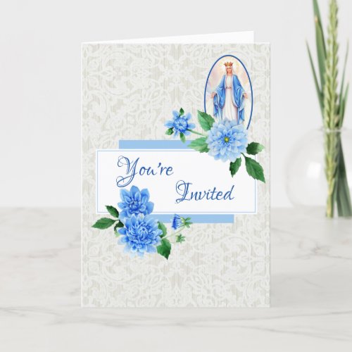 Elegant Floral Blessed Mother Mary Invitation