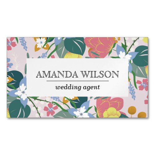 Elegant Floral Bliss Chic Feminine Whimsical Business Card Magnet