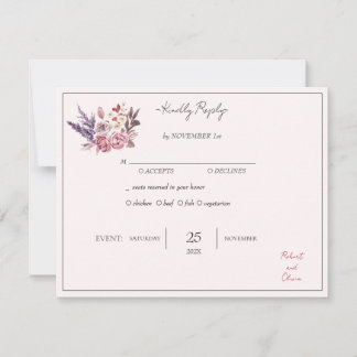 "Elegant Floral Bliss RSVP - Robert & Olivia Invitation