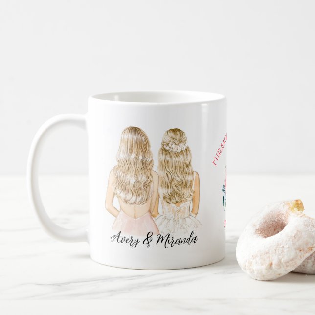 Elegant Floral Blond Boho Bridesmaid Proposal Coffee Mug (With Donut)