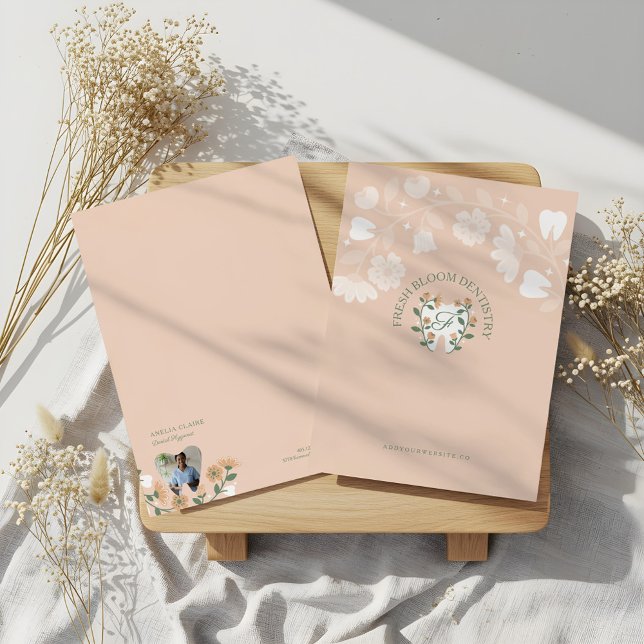 Elegant Floral Blooming Dental Tooth Logo Monogram Pocket Folder (Elegant Floral Blooming Dental Tooth Logo Monogram Pocket Folder)
