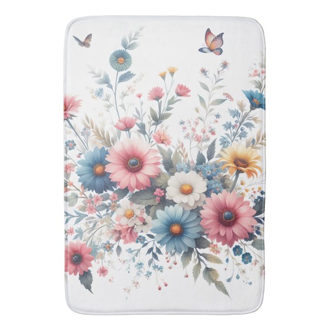 Elegant Floral Blooms  Bath Mat (Front Vertical)