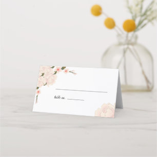 Elegant Floral Blossom Wedding Folded Place Card