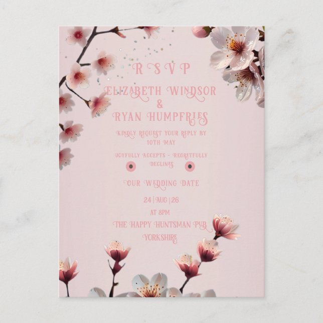 Elegant Floral Blossom Wedding Invitation Design S Postcard (Front)