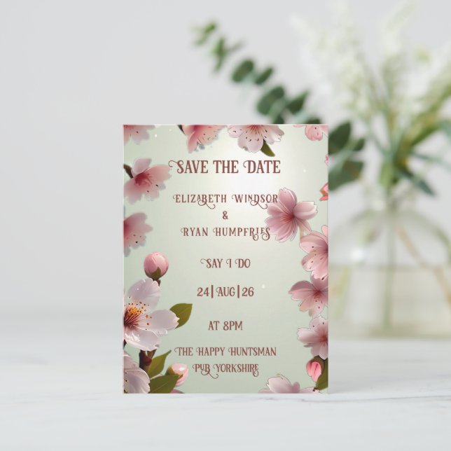 Elegant Floral Blossom Wedding Invitations (Standing Front)