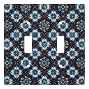 Elegant Floral Blue and Gold Pattern Light Switch Cover