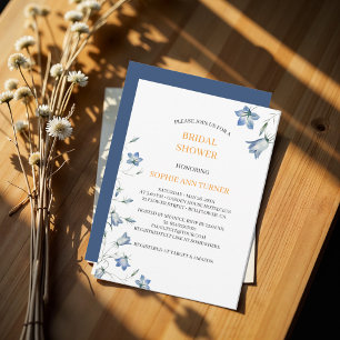 Elegant Floral Blue Bellflower Bridal Shower Invitation