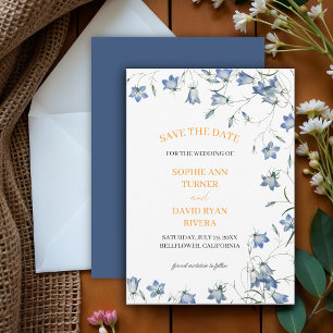 Elegant Floral Blue Bellflower Wedding Save The Date