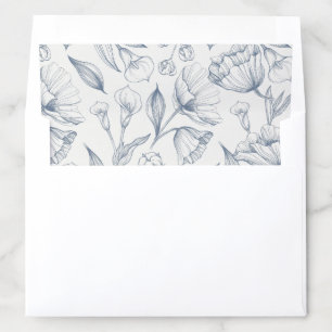 Elegant Floral Blue Church Nuptial Mass Wedding Envelope Liner
