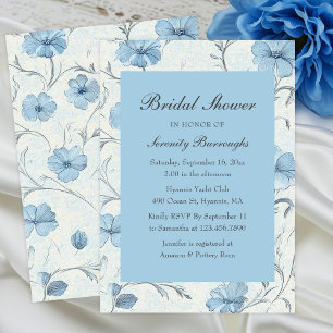 Elegant Floral Blue Country Garden Bridal Shower Invitation