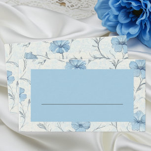 Elegant Floral Blue Country Garden Wedding Escort Place Card