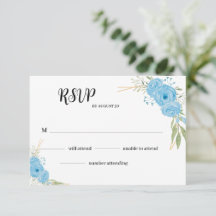Elegant Floral Blue Flowers Wedding RSVP card