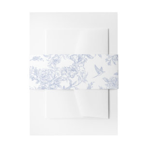 Elegant Floral Blue French Toile  Invitation Belly Band