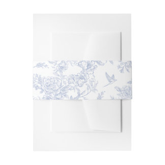 Elegant Floral Blue French Toile Invitation Belly Band