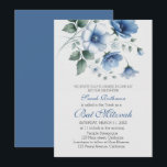 Elegant Floral Blue Girl Bat Mitzvah Invitation<br><div class="desc">Elegant,  modern,  blue floral,  star of David,  watercolor,  dusty blue floral,  elegant Bat Mitzvah invitation. Watercolor flowers. You can personalize it with your details.</div>
