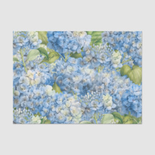 Elegant Floral Blue Hydrangea Pattern Decoupage Tissue Paper