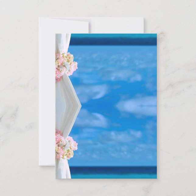 Elegant Floral Blue Ocean Beach Wedding Place Card (Front)