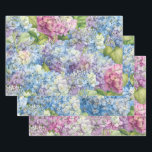 Elegant Floral Blue Pink Hydrangea Pattern Wrapping Paper Sheets<br><div class="desc">These elegant floral wrapping paper sheets feature a mix of hydrangea blossoms. one mixed blue,  pink and lavender,  one classic blue and one pink and lavender. Perfect for wedding gift wrap and decoupage projects as well as other paper crafts. Designed by world renowned artist ©Tim Coffey.</div>