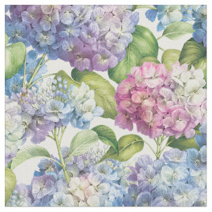Elegant Floral Blue Purple Hydrangea Pattern Fabric