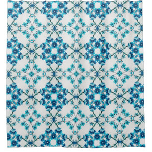 Elegant Floral Blue Shower Curtain