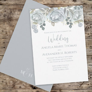 Elegant Floral Blue Stylish Trendy Watercolor Invitation