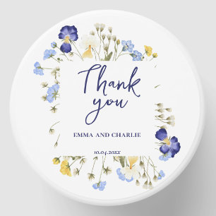 Elegant Floral Blue Wedding Script Mini Candle Favors