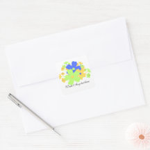 Elegant floral blue yellow green design