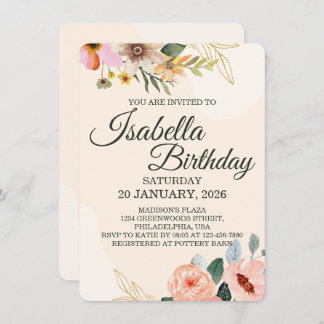 Elegant Floral – Blush and Peach Watercolor Flower Invitation